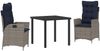 vidaXL Garten Essgruppe mit Kissen 3 pcs Grau und Schwarz Rattan 3380575 Bild 2
