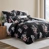 Bettwäsche Set 200x200 Schwarz Blumen Muster Mikrofaser Reißverschluss Bild 2