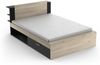 Vente-unique - Kombi-Bett mit Stauraum - 140 x 190/200 cm - Holzfarben & Schwarz - ERALIA Bild 2