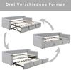 Schlafsofa Samt mit Bluetooth-Stereo, USB-Anschluss & Ablagefächern, 90/180x190 cm, Hellgrau Bild 5