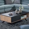 Couchtisch 110x60x38cm MDF Eiche-Dekor Schwarz mit Stauraum Schubladen Metallbeine Bild 4