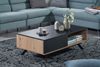 Couchtisch 110x60x38cm MDF Eiche-Dekor Schwarz mit Stauraum Schubladen Metallbeine Bild 5