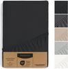 Hausfelder Spannbettlaken Topper Bettlaken 90/100x200 cm, bis 15 cm Matratzenhöhe, Schwarz, Jersey-Baumwolle, Gummizug: rundum, (1 Stück), verschiedene Farben und Größen Bild 4