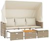 vidaXL Outdoor-Sofa 3-Sitzer mit Dach und Hockern Beige Poly Rattan 365455 Bild 2