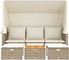vidaXL Outdoor-Sofa 3-Sitzer mit Dach und Hockern Beige Poly Rattan 365455 Bild 4