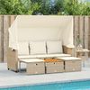 vidaXL Outdoor-Sofa 3-Sitzer mit Dach und Hockern Beige Poly Rattan 365455 Bild 3