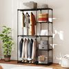 Stoffschrank 111x43x185 cm, schwarz, mit 2 Kleiderstangen und 6 Ablagen Bild 4