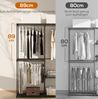 Stoffschrank 111x43x185 cm, schwarz, mit 2 Kleiderstangen und 6 Ablagen Bild 2