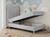 Kinderbett FLOW, Boxspringbett für Kinder, mit hohem Kopfteil, Einzelbett mit Matratze - 90x180 - Hellgrau Velours - Topper Visco Bild 2
