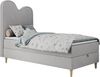 Kinderbett FLOW, Boxspringbett für Kinder, mit hohem Kopfteil, Einzelbett mit Matratze - 90x180 - Hellgrau Velours - Topper Visco Bild 4