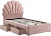 Vente-unique - MOANA Bett SamtStoff Puderrosa - B 206 cm x H 128 cm x L 114 cm Bild 4