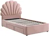 Vente-unique - MOANA Bett SamtStoff Puderrosa - B 206 cm x H 128 cm x L 114 cm Bild 2