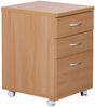 Kadima Design Moderner Büro Rollcontainer in Buche, 60 cm, mit 3 Schubladen, elegante Aluminiumgriffe, praktische Rollen für leichte Beweglichkeit Bild 2