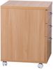 Kadima Design Moderner Büro Rollcontainer in Buche, 60 cm, mit 3 Schubladen, elegante Aluminiumgriffe, praktische Rollen für leichte Beweglichkeit Bild 4
