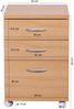 Kadima Design Moderner Büro Rollcontainer in Buche, 60 cm, mit 3 Schubladen, elegante Aluminiumgriffe, praktische Rollen für leichte Beweglichkeit Bild 3