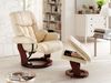 Relaxsessel >Carl I< mit Hocker, bis 130 kg belastbar, drehbarer Fernsehsessel mit Liegefunktion, Echtleder creme, Gestell Holz walnuss Bild 2