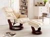 Relaxsessel >Carl I< mit Hocker, bis 130 kg belastbar, drehbarer Fernsehsessel mit Liegefunktion, Echtleder creme, Gestell Holz walnuss Bild 3