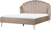 Bett mit Lattenrost AMBILLOU 160 x 200 cm Samtstoff Taupe Bild 1
