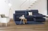 Dmora Sofa mit Halbinsel Angera, Ecksofa mit rechter Chaiselongue aus Stoff, schmale Armlehnen, 100 % Made in Italy, 260 x 95 x 85 cm, Blau Bild 4