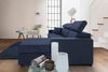 Dmora Sofa mit Halbinsel Angera, Ecksofa mit rechter Chaiselongue aus Stoff, schmale Armlehnen, 100 % Made in Italy, 260 x 95 x 85 cm, Blau Bild 5