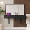 Schminktisch mit Spiegel und 3 Schubladen, glänzende Oberfläche, mit integrierte Steckdosenleiste, Tablet-Halterung, eleganter Make-up Tisch in schwarz Bild 5