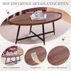 Couchtisch oval Holz Metall, 110x55x45 cm schwarz – Beistelltisch mit Kreuzgestell & rutschfesten Füßen Bild 5