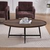 Couchtisch oval Holz Metall, 110x55x45 cm schwarz – Beistelltisch mit Kreuzgestell & rutschfesten Füßen Bild 3