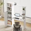 Merax Schreibtisch, Bürotisch & Lerntisch, mit Schrank und Ablageregal, Modernes Bürodesign, Weiß Bild 2