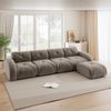 4-Sitzer Sofa 358×171×76 cm aus Chenille Stoff rahmenlos modular mit Hockern, braun Bild 3