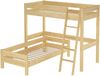 Hochbett für Kinder mit Einzelbett 90x200 Kinderbett Stockbett Kiefer massiv V-60. 20-09-2-20Z mit Lattenrost Bild 2