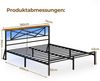 MSMASK Metallbett mit LED-Beleuchtung, Steckdose und 2 USB-Anschlüssen (Ohne Matratze), Bettgestell 180 x 200 cm in Braun mit Metall-Lattenrost Bild 2