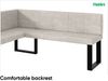 MEBLINI Eckbank für Esszimmer mit ausziehbarem Tisch - Küchenbank - Essecke - Sitzecke Küche - PETER - U-Beine 128x168x87cm Links - Beige Samt/M Weiß Hochgl. Bild 5