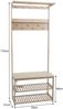 Bambus Standgarderobe HWC-N82, Garderobenständer Schuhregal Sitzbank Schuhbank, Kleiderhaken FSC® 170x70x31cm Bild 3