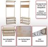 Bambus Standgarderobe HWC-N82, Garderobenständer Schuhregal Sitzbank Schuhbank, Kleiderhaken FSC® 170x70x31cm Bild 2