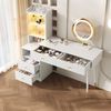 Schminktisch mit LED-Spiegel & Glasvitrine, 100x40x125 cm, weiß Bild 3