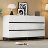Sideboard 140x39,5x78,5 cm Weiß mit 6 Schubladen, Hochglanzfront, Metallfüße, großer Stauraum, symmetrisches Design Bild 5