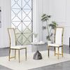 STILVORA Esszimmerstuhl 2er-Set Esstischstühle mit Weißes PU-Leder + Goldglanz Metallrahmen (2 St) Bild 2