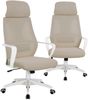 Bürostuhl mit Lordosenstütze im Netzstoff-Design Schreibtischstuhl mit Wippfunktion ergonomischer Drehstuhl mit einer verstellbaren atmungsaktiven Rückenlehne Weiß/Taupe Bild 2