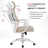 Bürostuhl mit Lordosenstütze im Netzstoff-Design Schreibtischstuhl mit Wippfunktion ergonomischer Drehstuhl mit einer verstellbaren atmungsaktiven Rückenlehne Weiß/Taupe Bild 3
