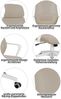 Bürostuhl mit Lordosenstütze im Netzstoff-Design Schreibtischstuhl mit Wippfunktion ergonomischer Drehstuhl mit einer verstellbaren atmungsaktiven Rückenlehne Weiß/Taupe Bild 5