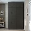 Roomart Waschmaschinenschrank- DORA-I- 130 cm breit – Waschmaschinen- & Trockner-Überbau mit Türen und Ausziehplatte, Bad & Waschküche • Schwarz-Eiche Bild 5