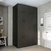 Roomart Waschmaschinenschrank- DORA-I- 130 cm breit – Waschmaschinen- & Trockner-Überbau mit Türen und Ausziehplatte, Bad & Waschküche • Schwarz-Eiche Bild 2