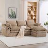 Modulares 3-Sitzer Sofa mit Hocker, B 263 x T 167 x H 85 cm, aus Cord in Khaki Bild 2