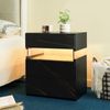 Nachttisch Mit LED-Beleuchtung 3 Schubladen Acryl Platte Spanplatte,Massivholz,Schwarz Bild 2