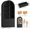 Homfa Bücherregal gewölbter Bücherschrank mit 2 Schubladen, Standregal mit 8 offenen Fächern Büroregal Holz 177x79,5x36cm Bild 3