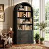 Homfa Bücherregal gewölbter Bücherschrank mit 2 Schubladen, Standregal mit 8 offenen Fächern Büroregal Holz 177x79,5x36cm Bild 4