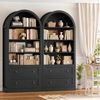 Homfa Bücherregal gewölbter Bücherschrank mit 2 Schubladen, Standregal mit 8 offenen Fächern Büroregal Holz 177x79,5x36cm Bild 2