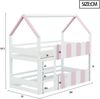 Kinderhochbett 90x200 Hausbett Etagenbett mit Spielbereich Tür Geländer Leiter Holz Jugendbett platzsparend,Rosa & Weiß Bild 4