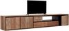 TV-Board Metropole hängend, Teakholz massiv, modern, natur, 235 cm, schwarz lackiertes Metallgestell Bild 2