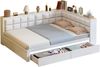 Schlafsofa Weiß 140x200 Ergonomische Rückenlehne Schubladen Stauraum Massivkiefer 150kg Tragkraft Doppelbett Gästebett Bild 4